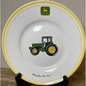 John Deere Tractor Salad Plate‎ 9" Replacement White Ceramic Gibson Like A Deere